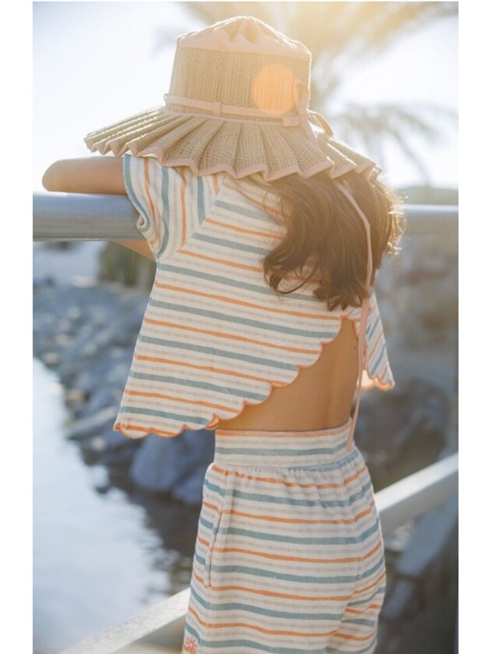 Little Eight Paloma Cross-Back Shirt & Scalloped Shorts Terry Set Size 8